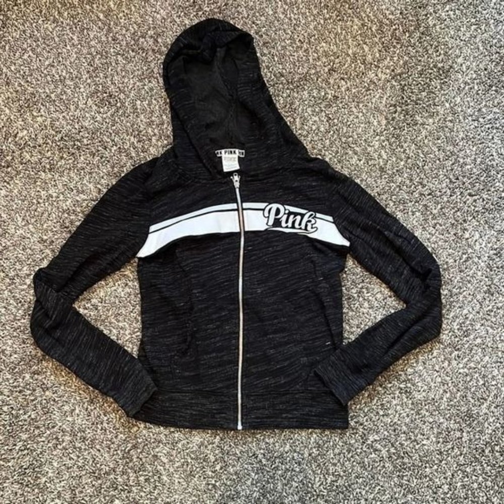 VS Pink black zip up hoodie size small